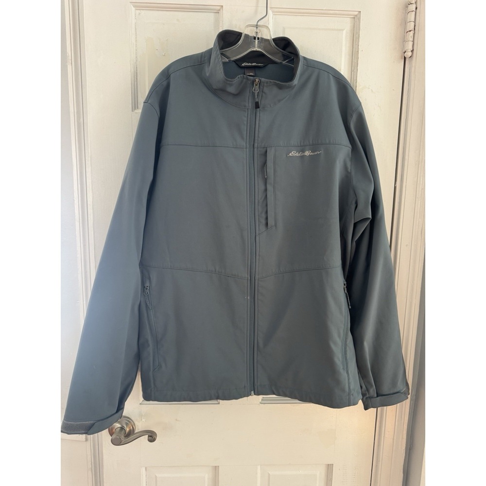 Eddie Bauer Men's 2XL Softshell‎ Jacket Full Zip Blue Gray Outdoor